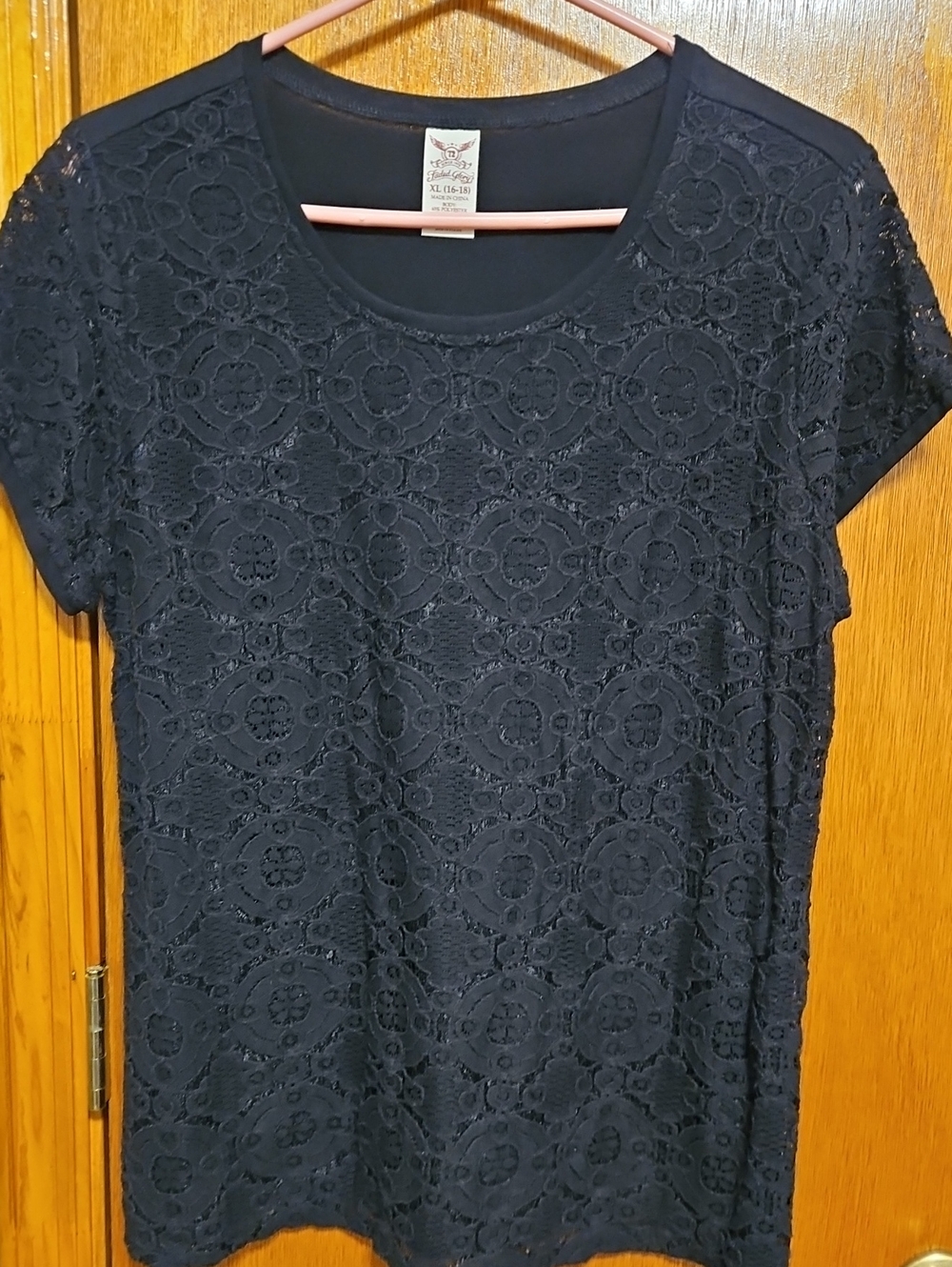 Faded Glory Black Lace Short-Sleeve Tee
